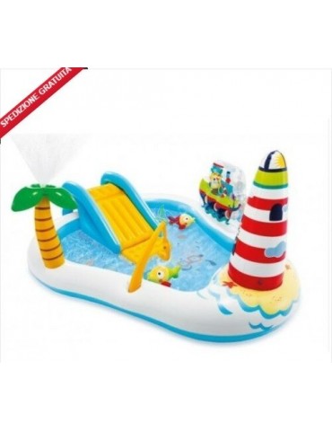 Piscina Da Giardino Intex Fishing Fun Con Scivolo 218 X 188 X H 99